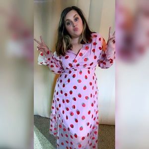 🍓Shien CURVE cottagecore style strawberry print dress 🍓